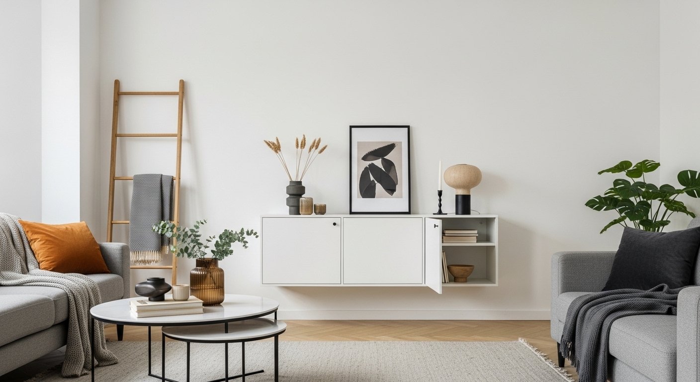 How To Style Floating Cabinet For The Living Room That Save Space