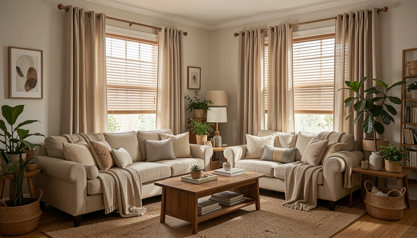 How To Decorate Living Room Curtains With Blinds That Look Stylish
