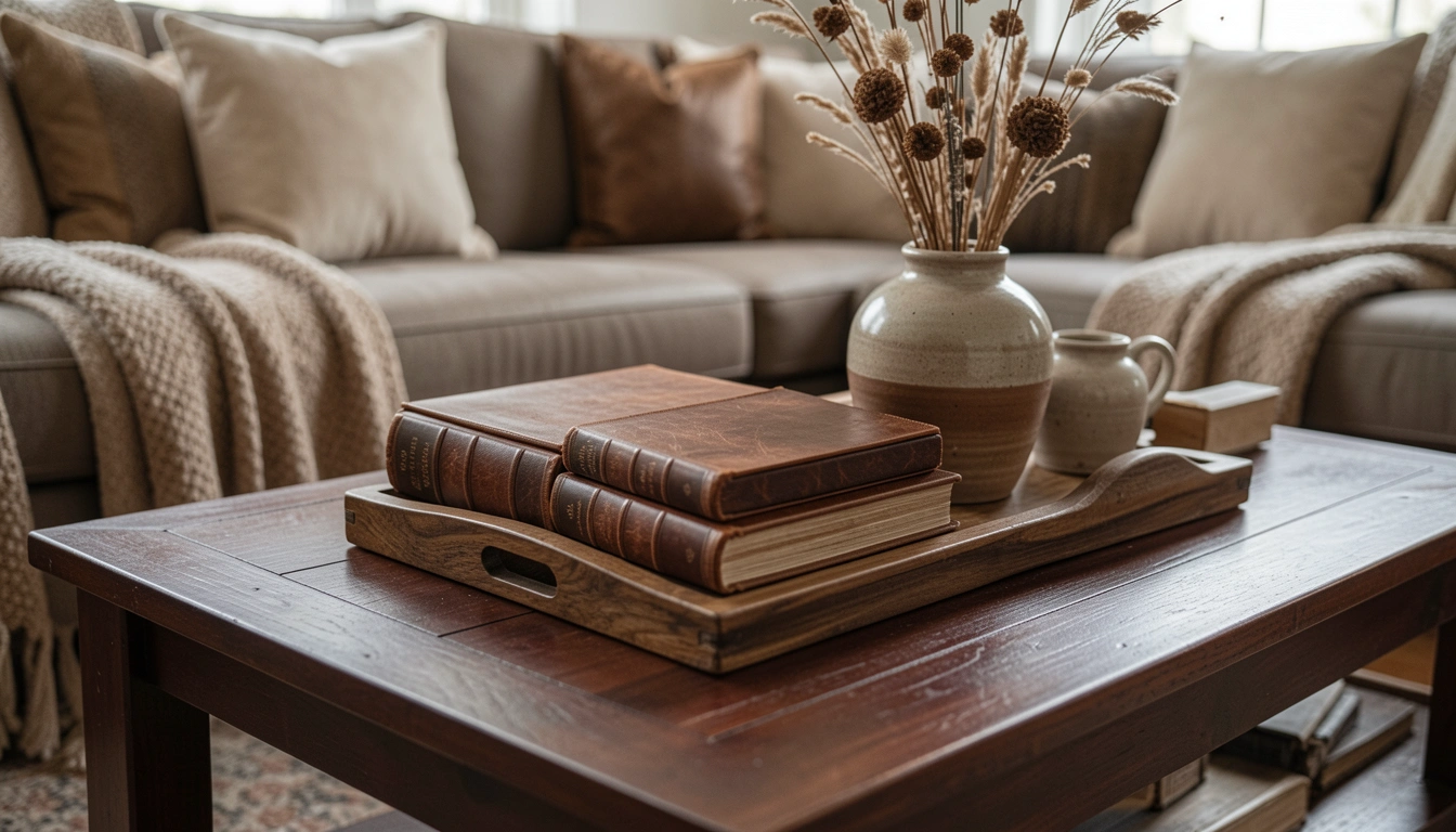 11 Rich Brown Living Room Coffee Table Decor That Grounds Space