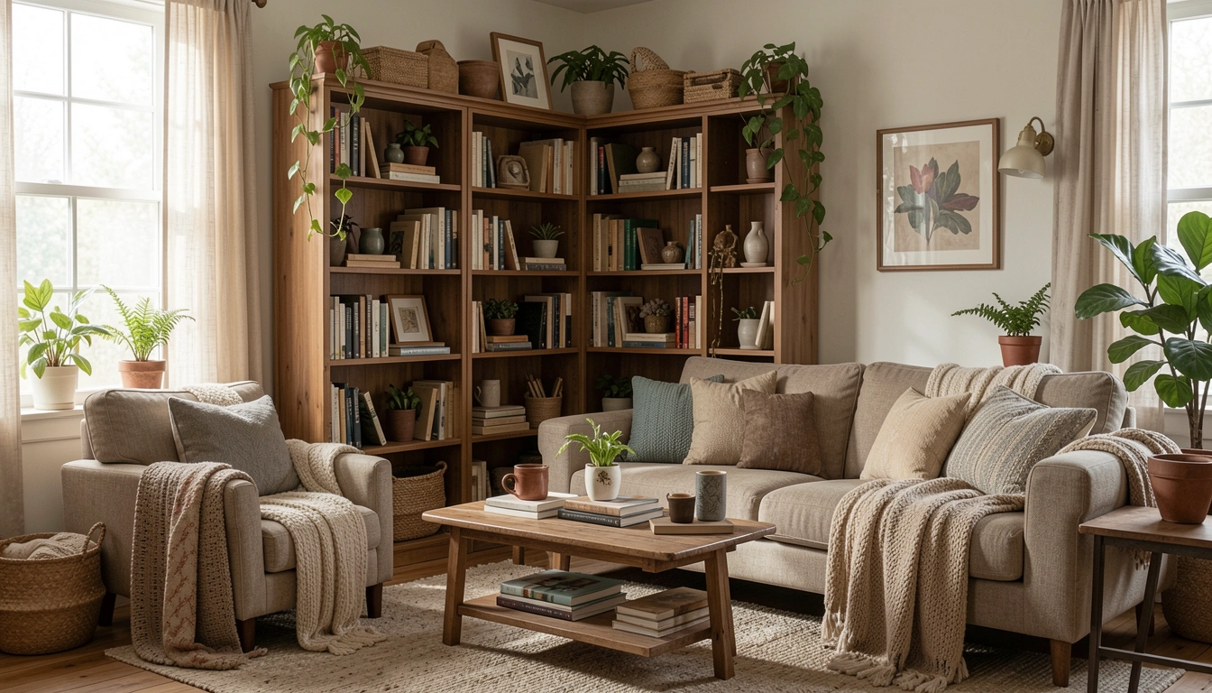 How To Style Living Room Corner Bookshelf Decor